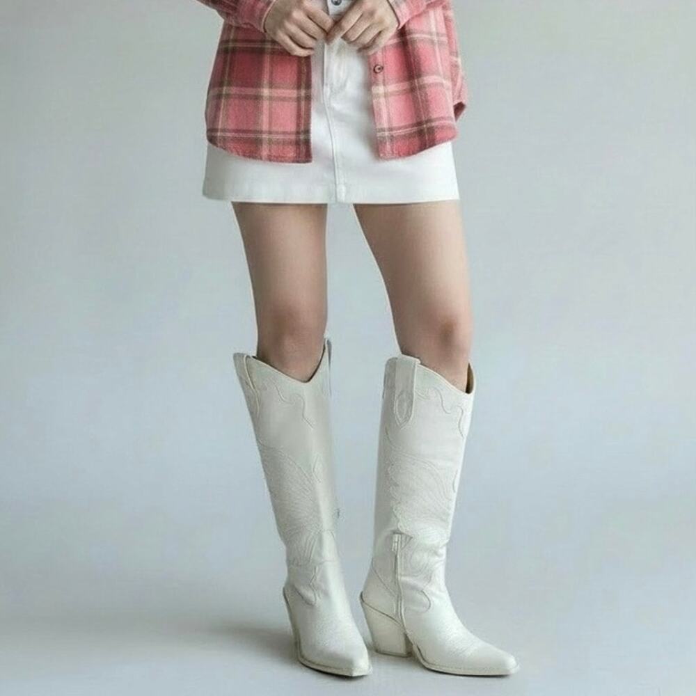 Lintervalle Knee High Butterfly Leather Western Boots - EU38/US7.5
